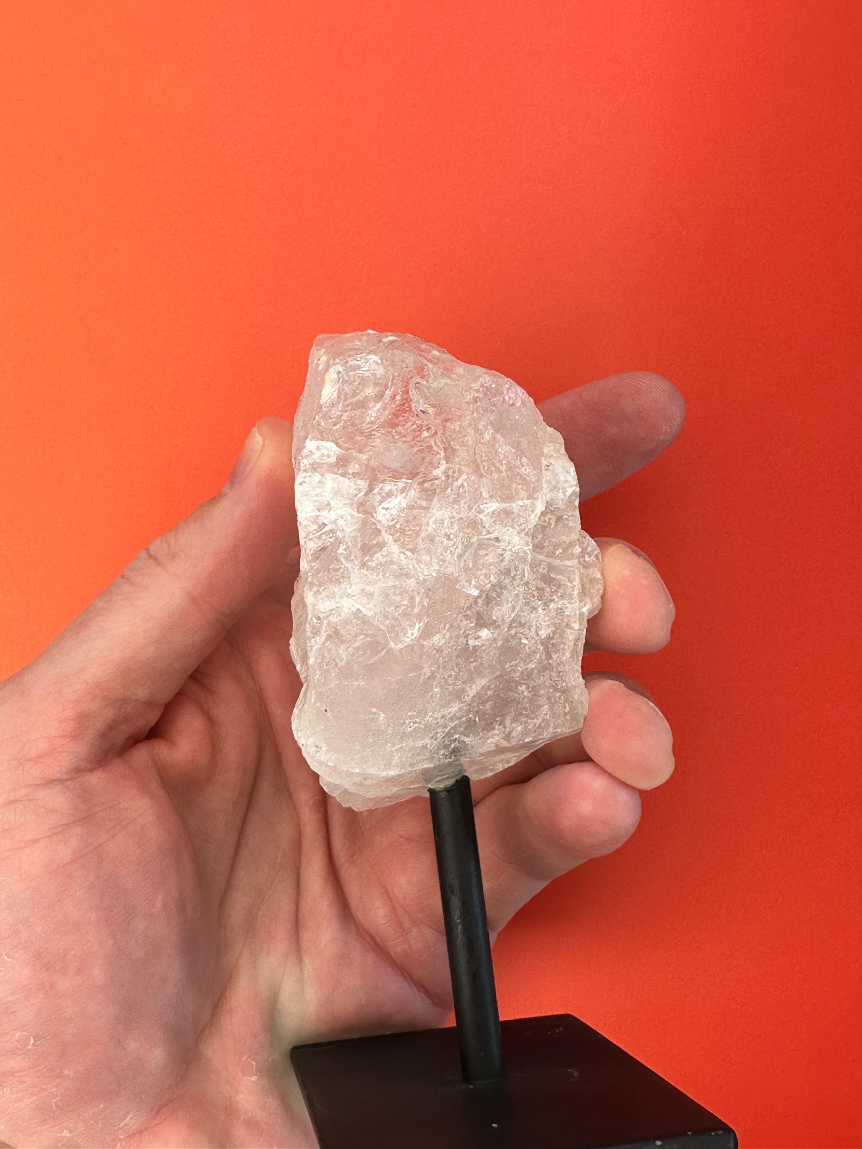 Clear quartz - Rough chunk on a stand