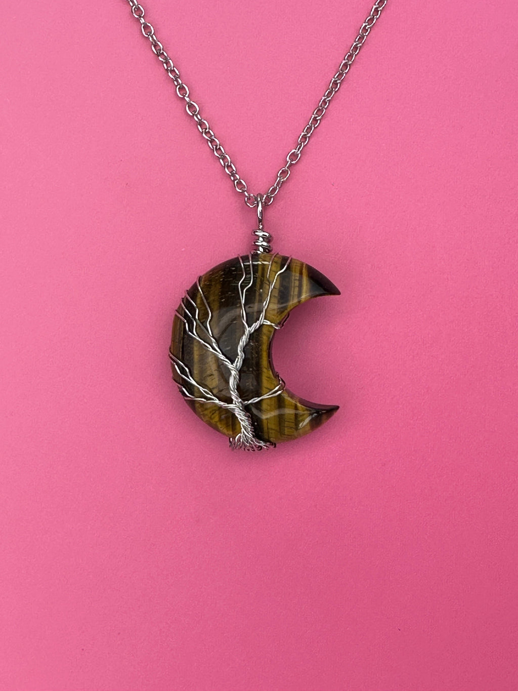 Tigers eye moon pendant and necklace