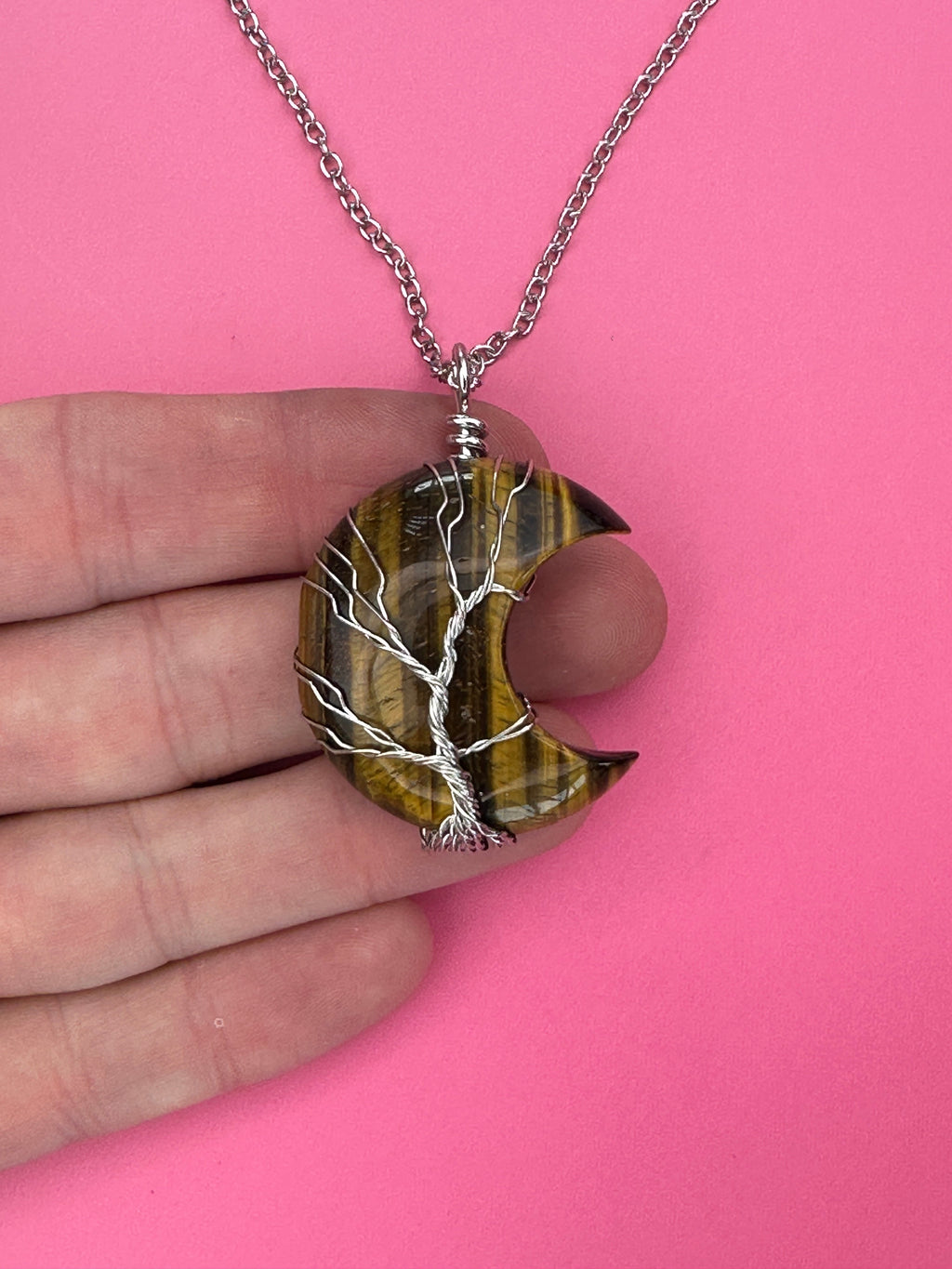 Tigers eye moon pendant and necklace