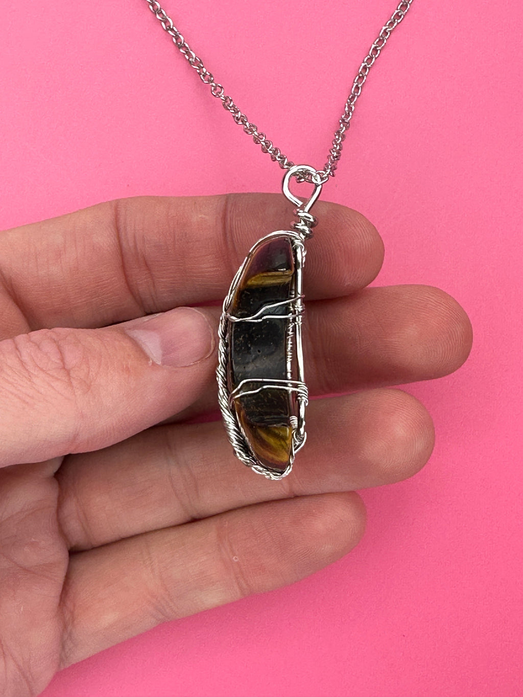 Tigers eye moon pendant and necklace