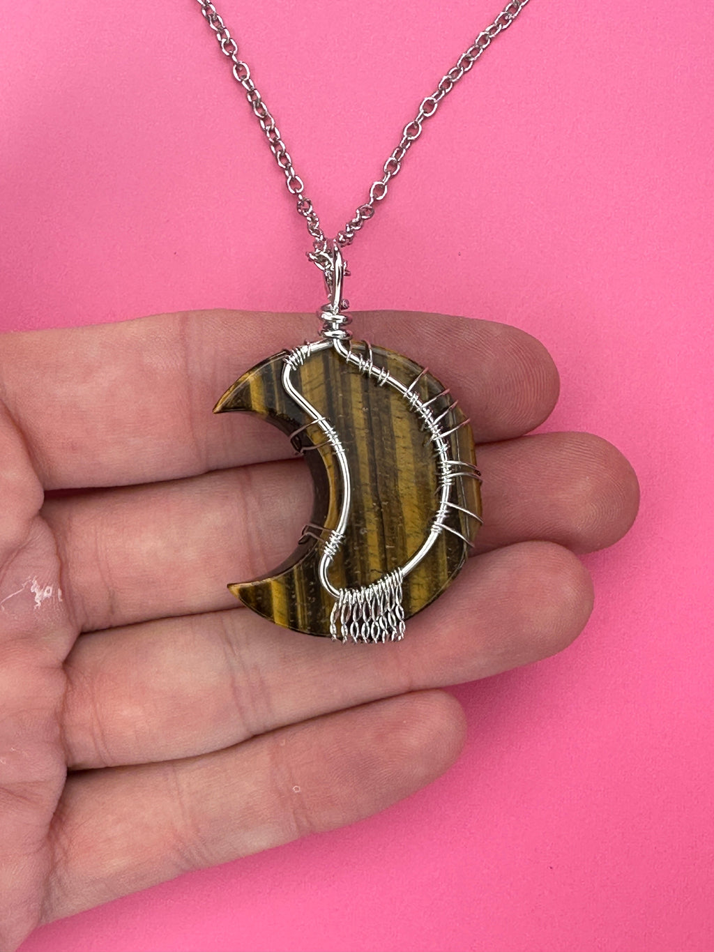 Tigers eye moon pendant and necklace
