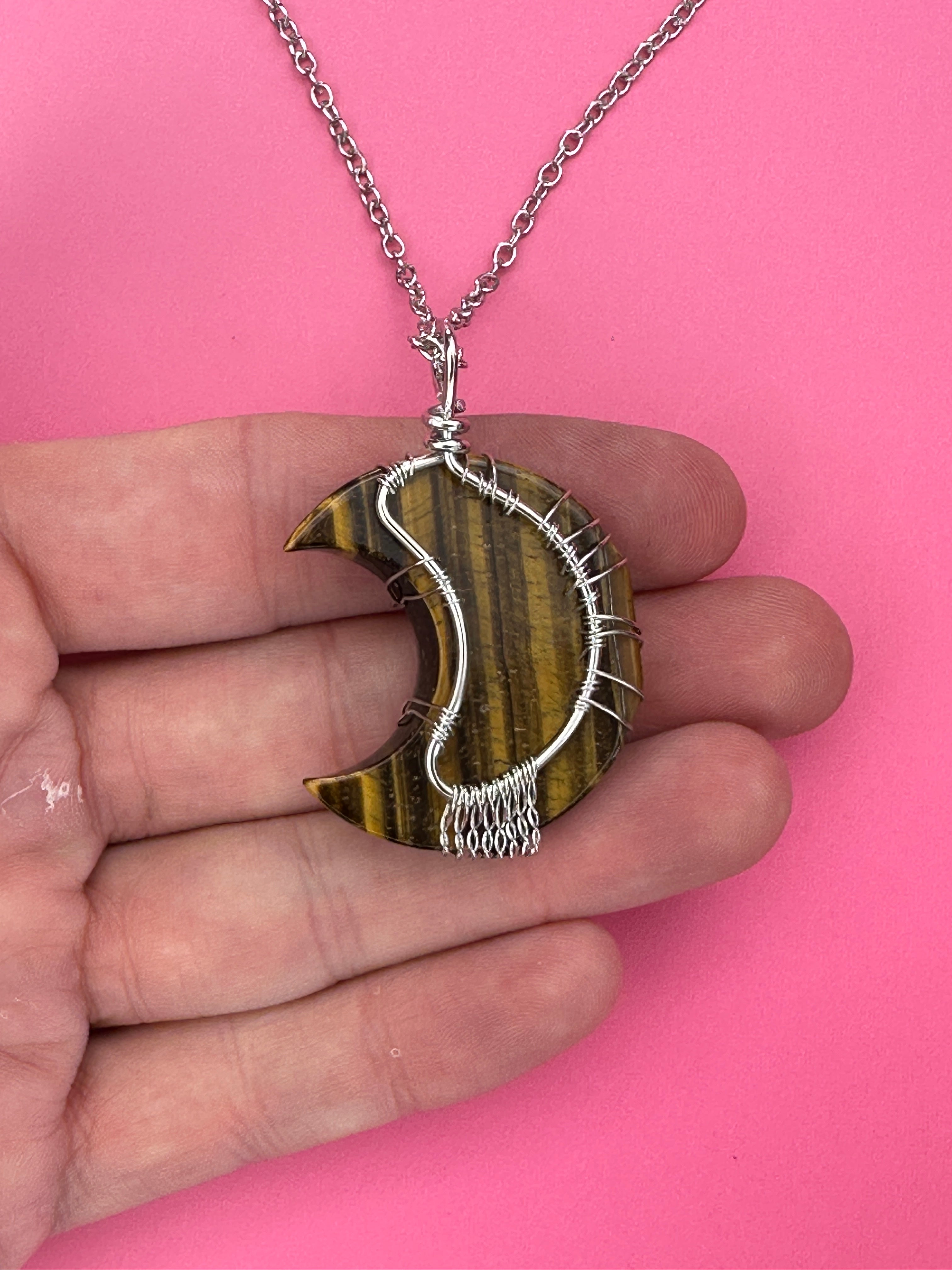 Tigers eye moon pendant and necklace