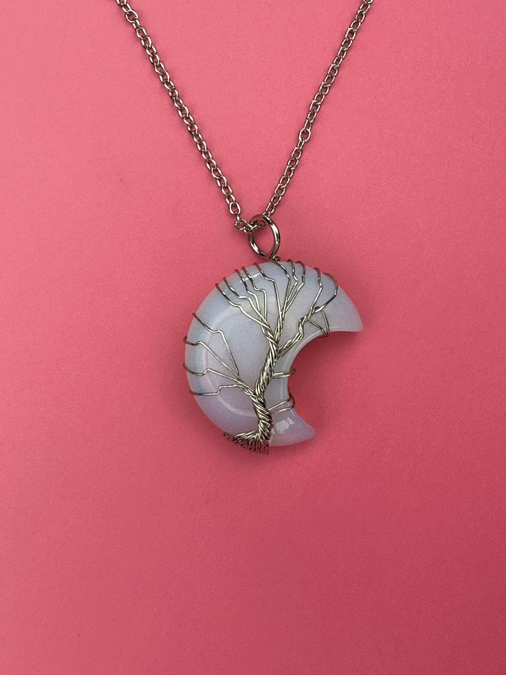 Opalite moon pendant and necklace