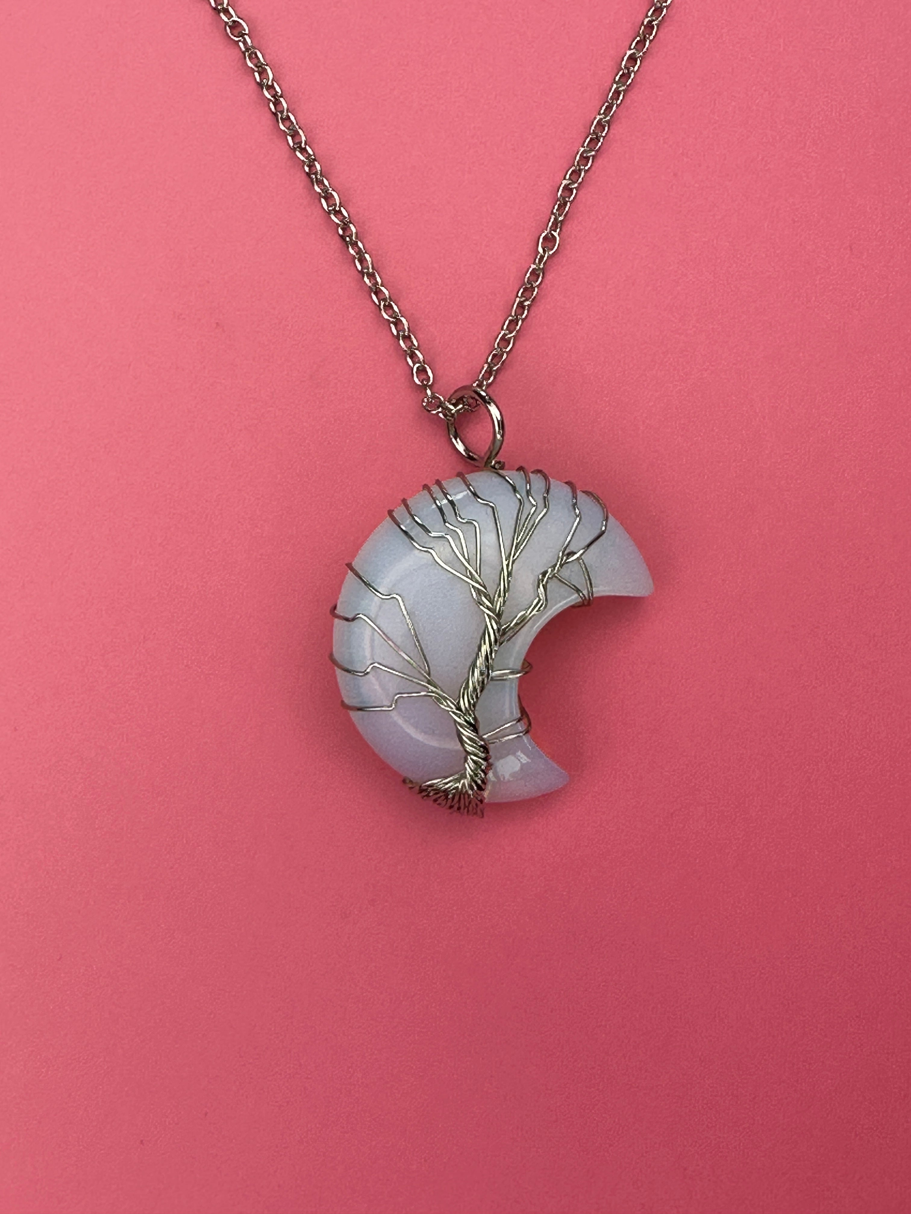 Opalite moon pendant and necklace