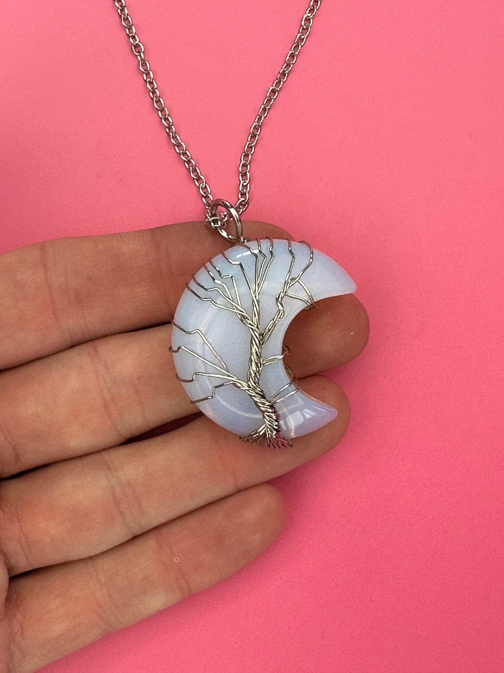 Opalite moon pendant and necklace