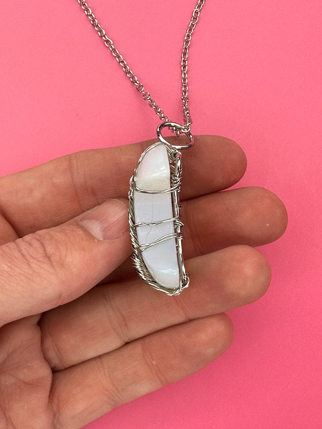 Opalite moon pendant and necklace