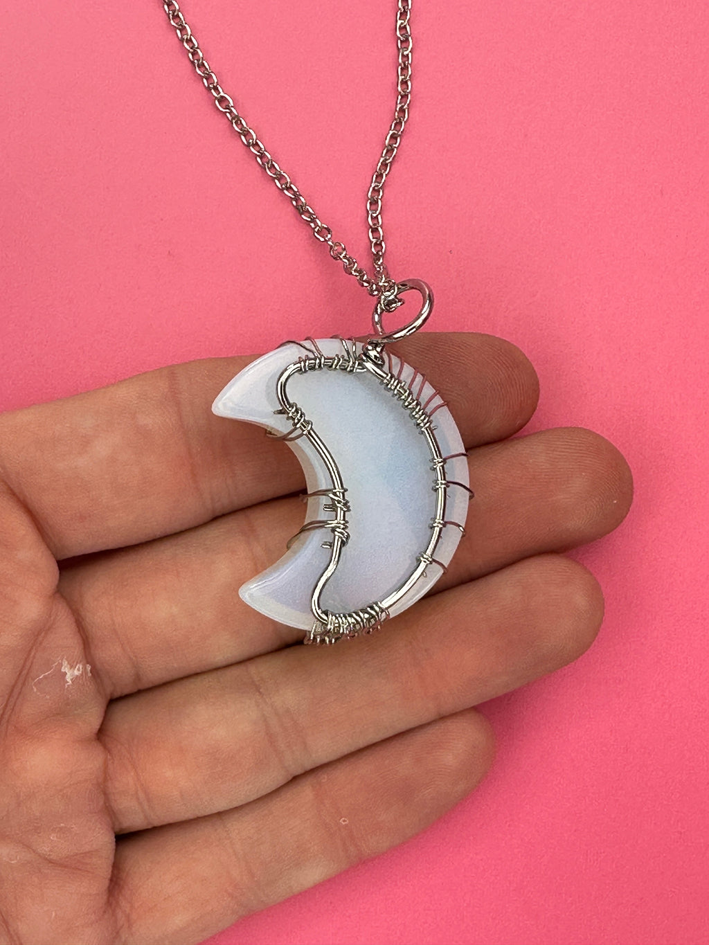Opalite moon pendant and necklace