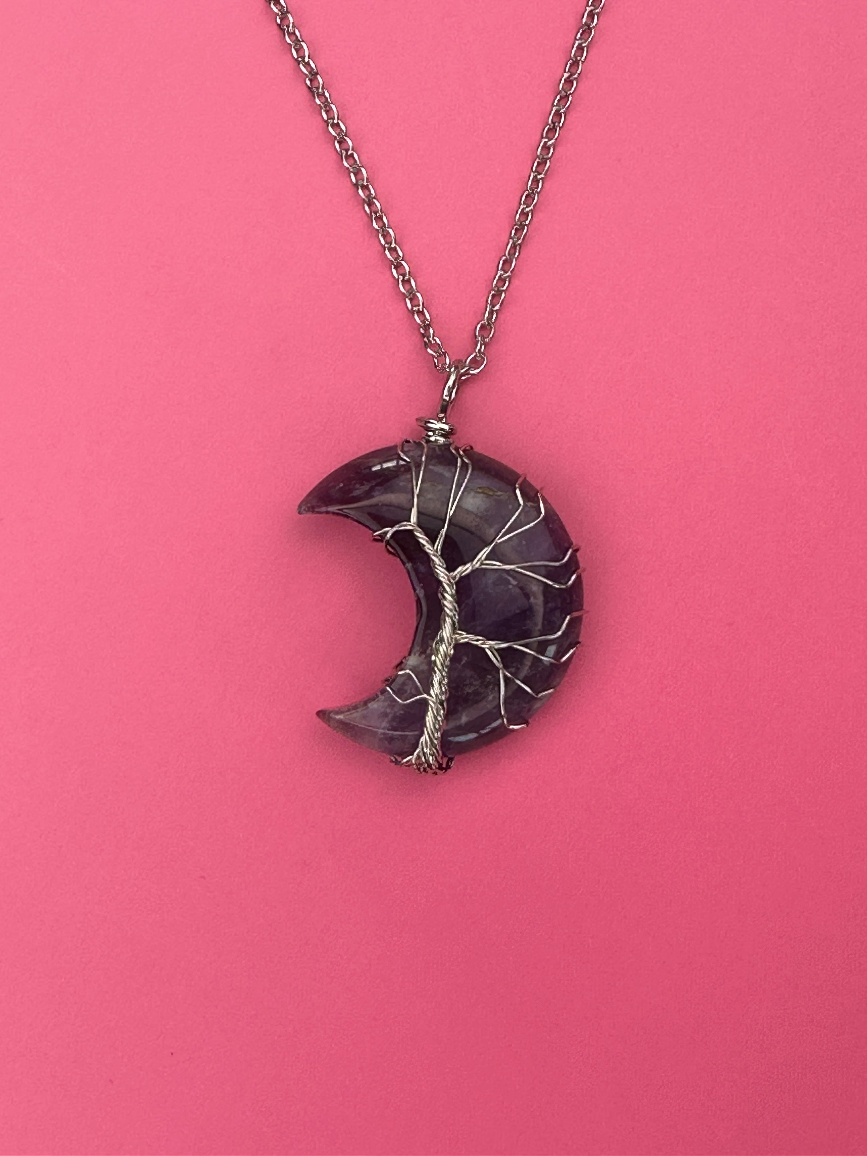 Amethyst moon pendant and necklace