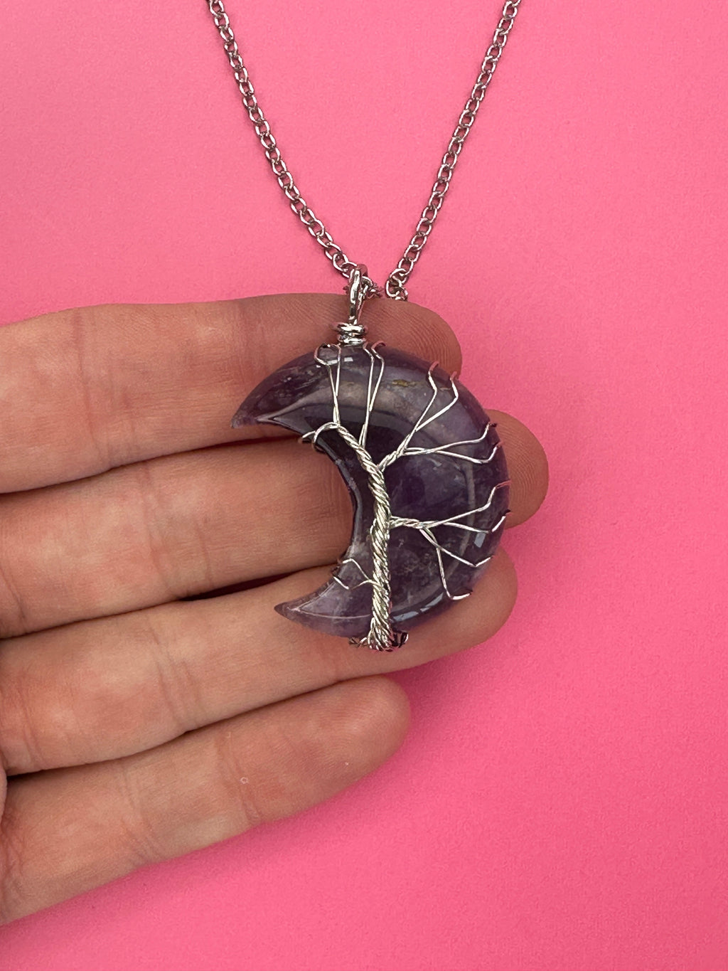 Amethyst moon pendant and necklace