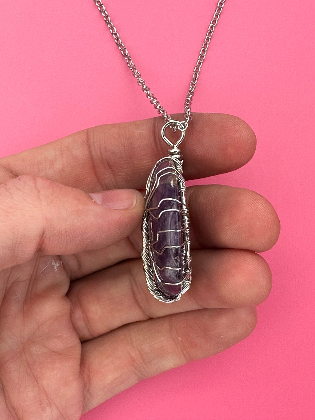 Amethyst moon pendant and necklace