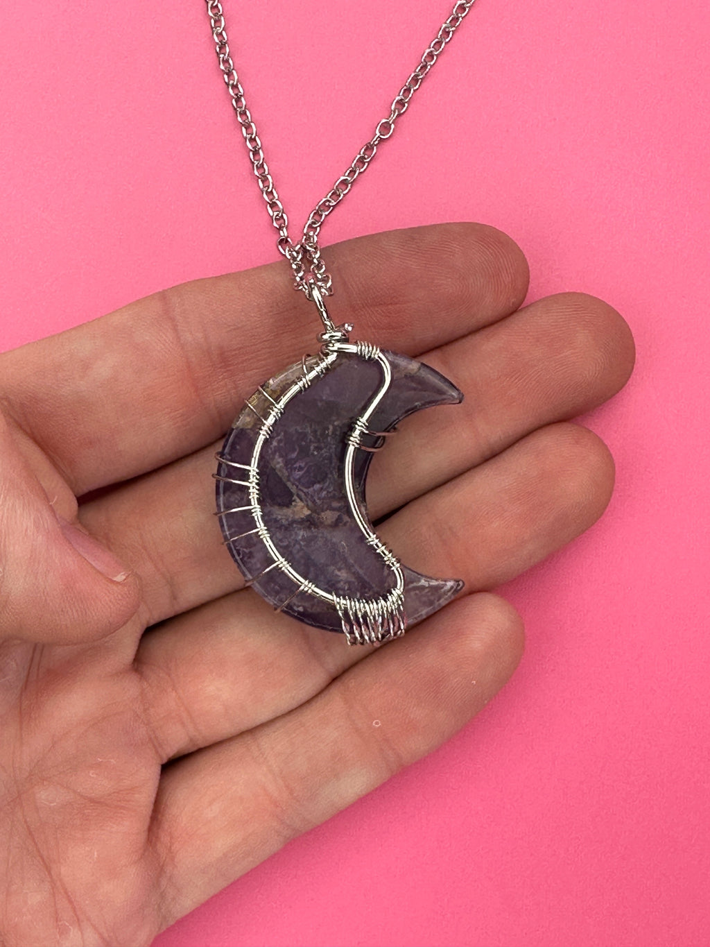 Amethyst moon pendant and necklace