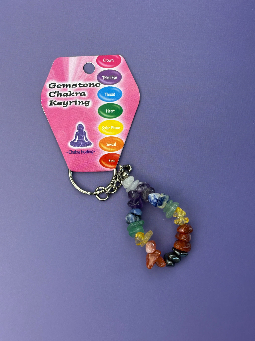 Chakra crystal bead keyring