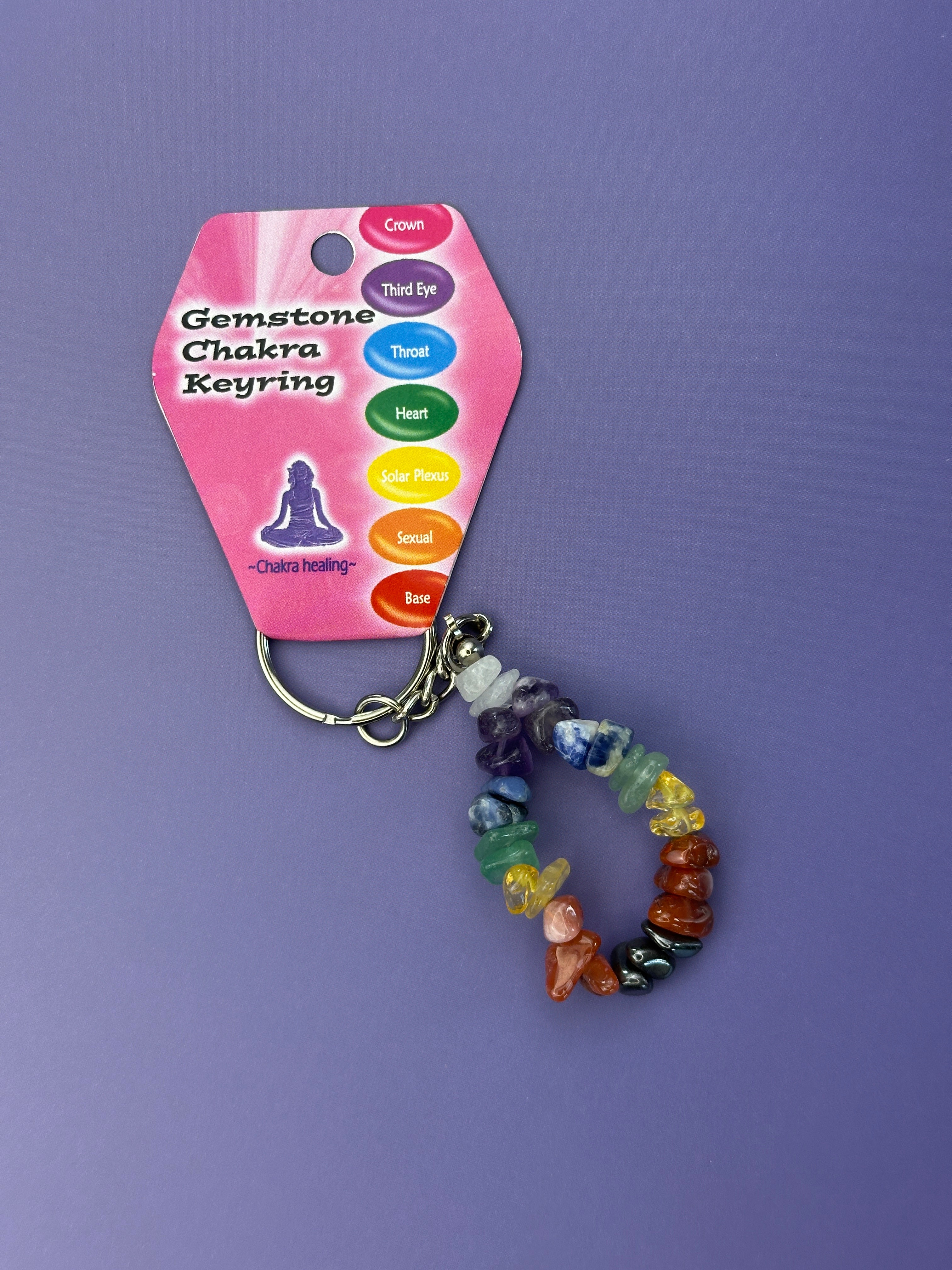 Chakra crystal bead keyring