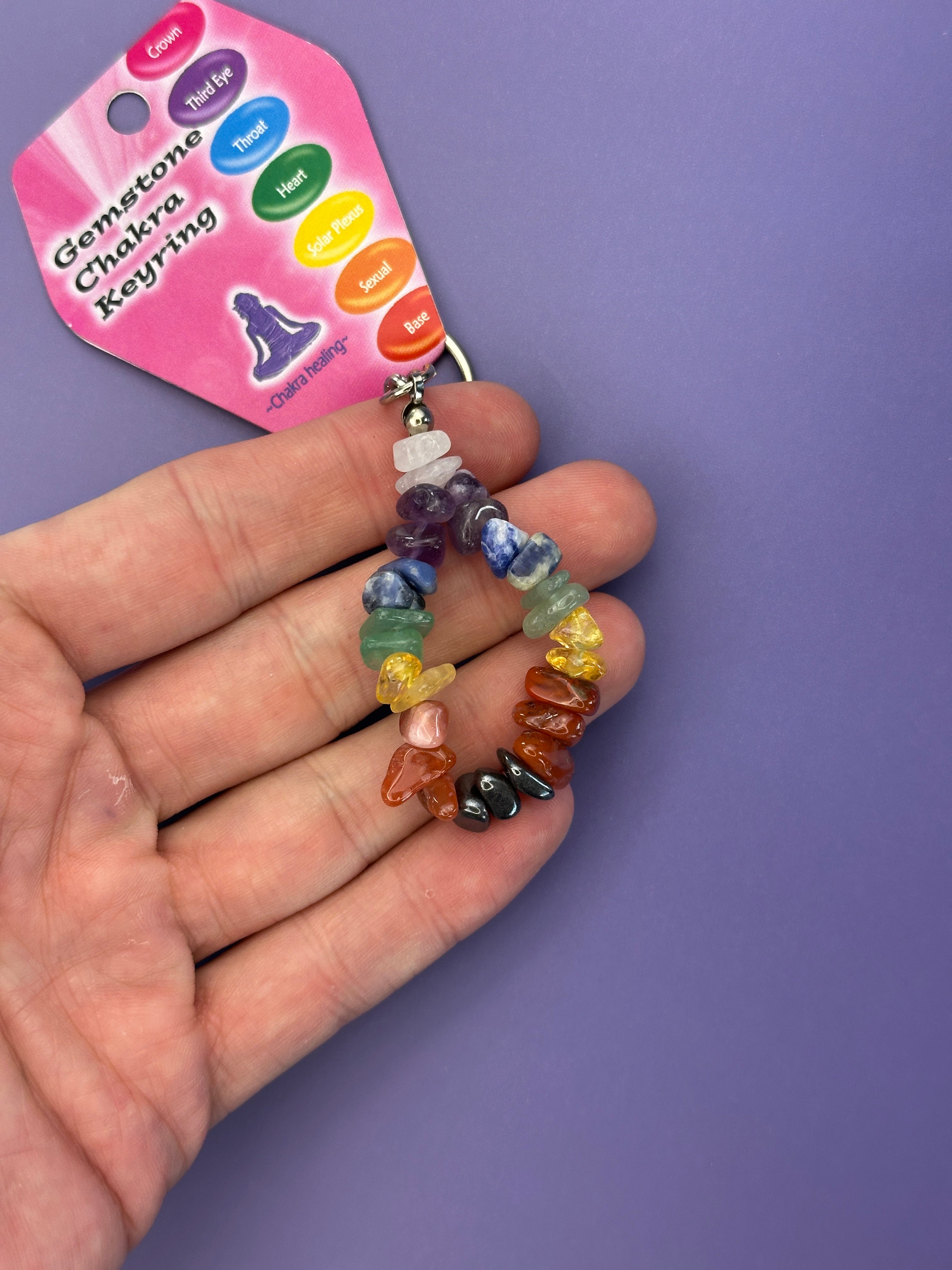 Chakra crystal bead keyring