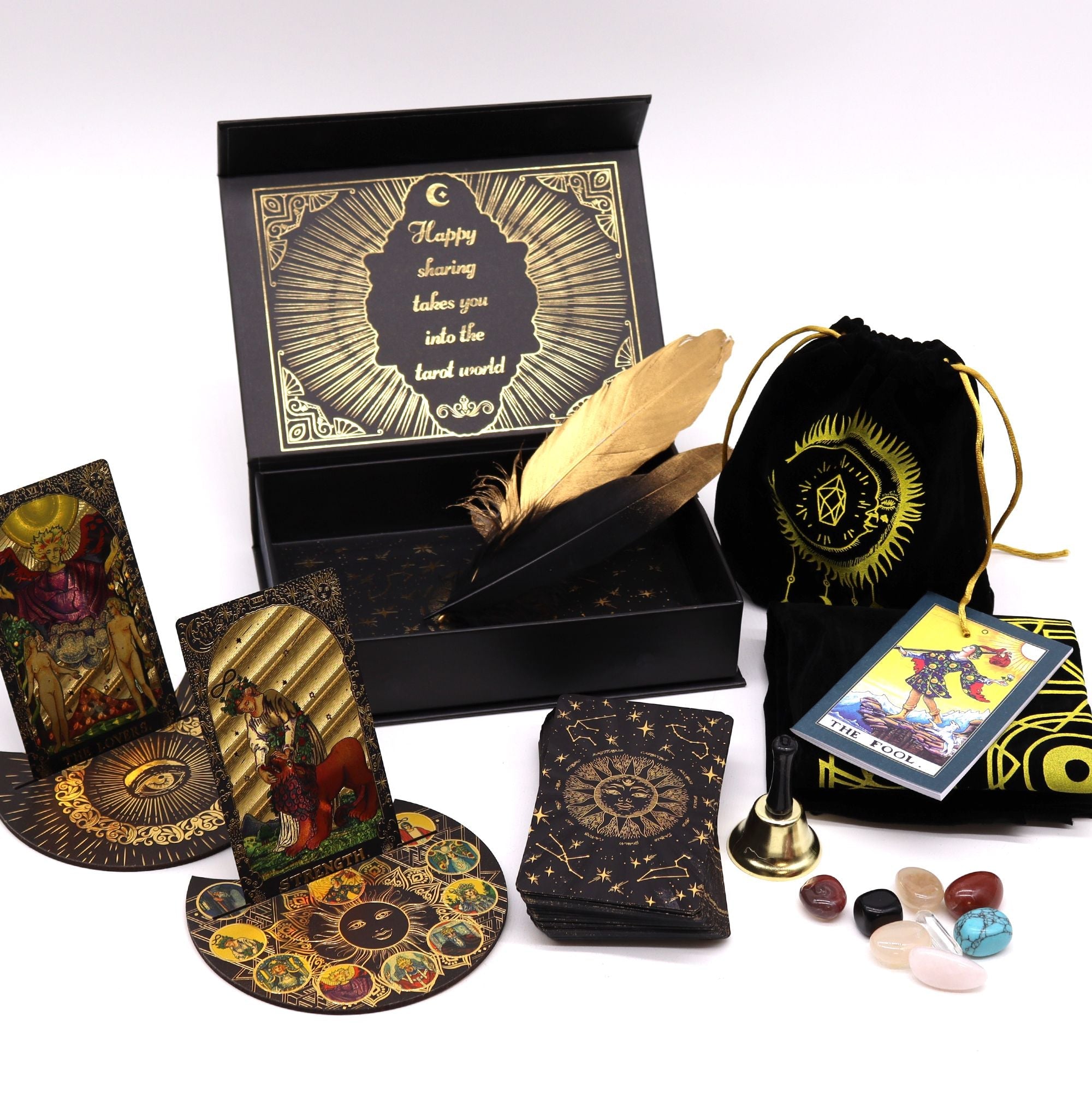 Tarot Card Complete Ritual Kit - Gold Foil Ritual Kit with Guidebook & Tools